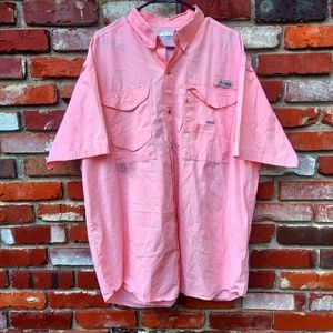 Columbia PFG Mens XL Performance Fishing Gear Shirt Vented OmniShade Peach